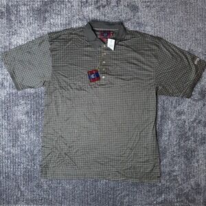 Byron Nelson Eleven Straight Mens XL Polo Shirt Olive Green Grid Cotton Golf New
